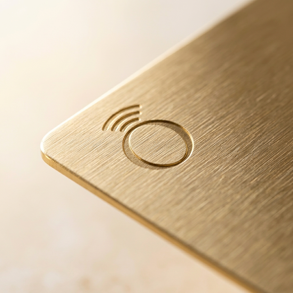 oneTap Card — Metallo oro — Macro incisione e NFC