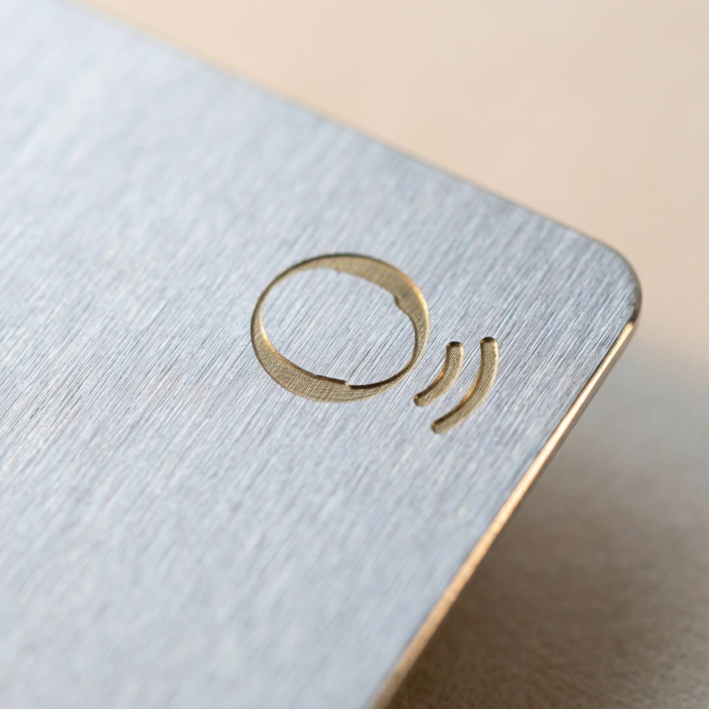 oneTap Card — Metallo argento — Macro incisione e NFC