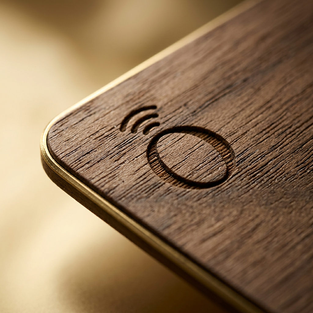 oneTap Card — Legno — Macro venature e NFC